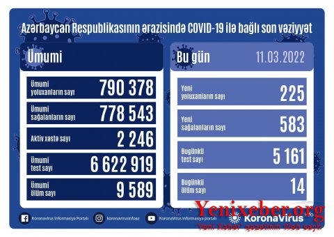 В Азербайджане за сутки выявлено 225 новых случаев заражения коронавирусом