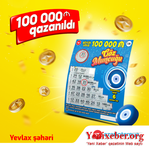 Yeni satışa çıxan “Göz Muncuğu” lotereyasında 100 000 manat qazanıldı