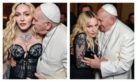 Madonna Roma Papası ilə şok şəkillərini -