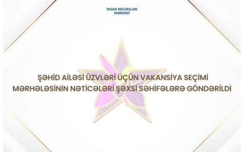 Şəhid ailəsi üzvləri üçün MİQ üzrə vakansiya seçiminin nəticələri açıqlanıb